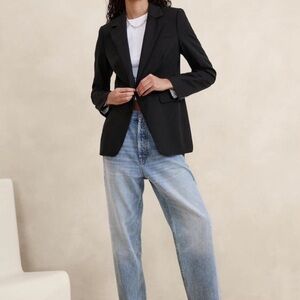 Banana Republic  Italian Wool Blazer Jacket Black 8